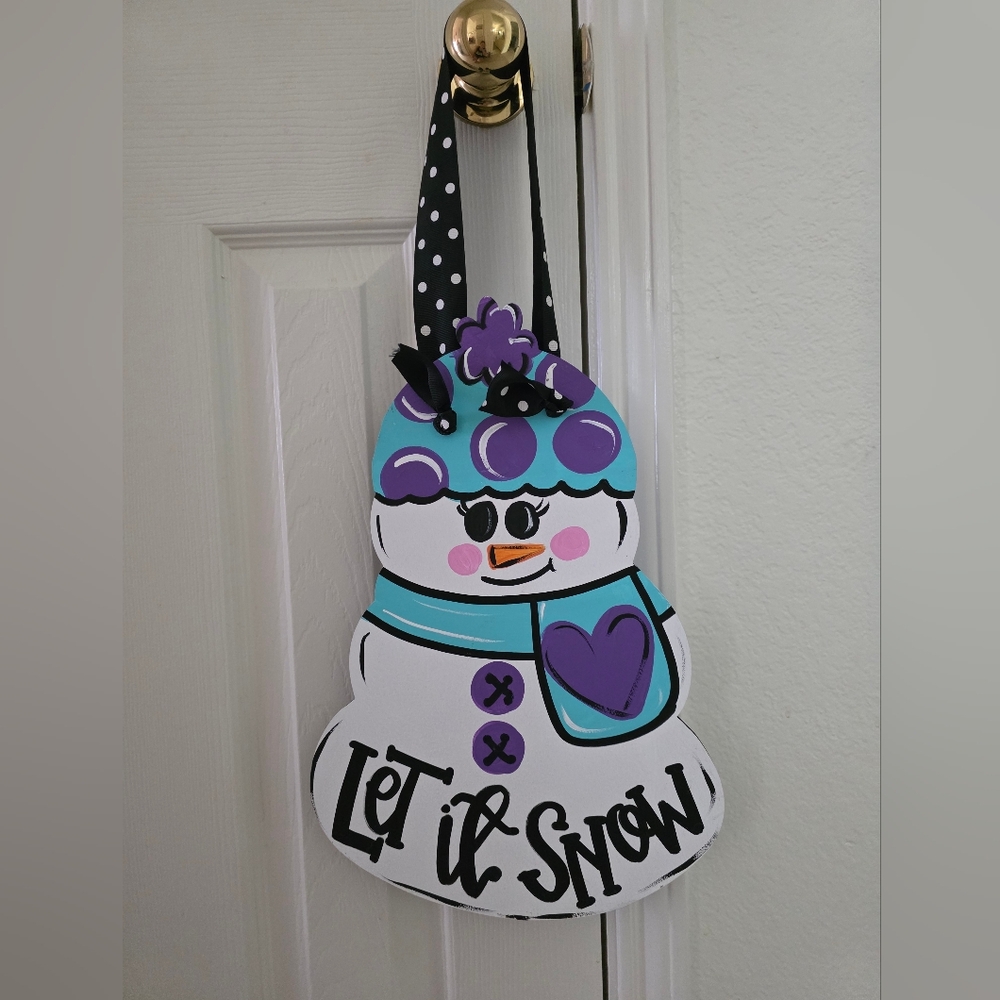 Snowman Door Hanger with Polka Dot Hat